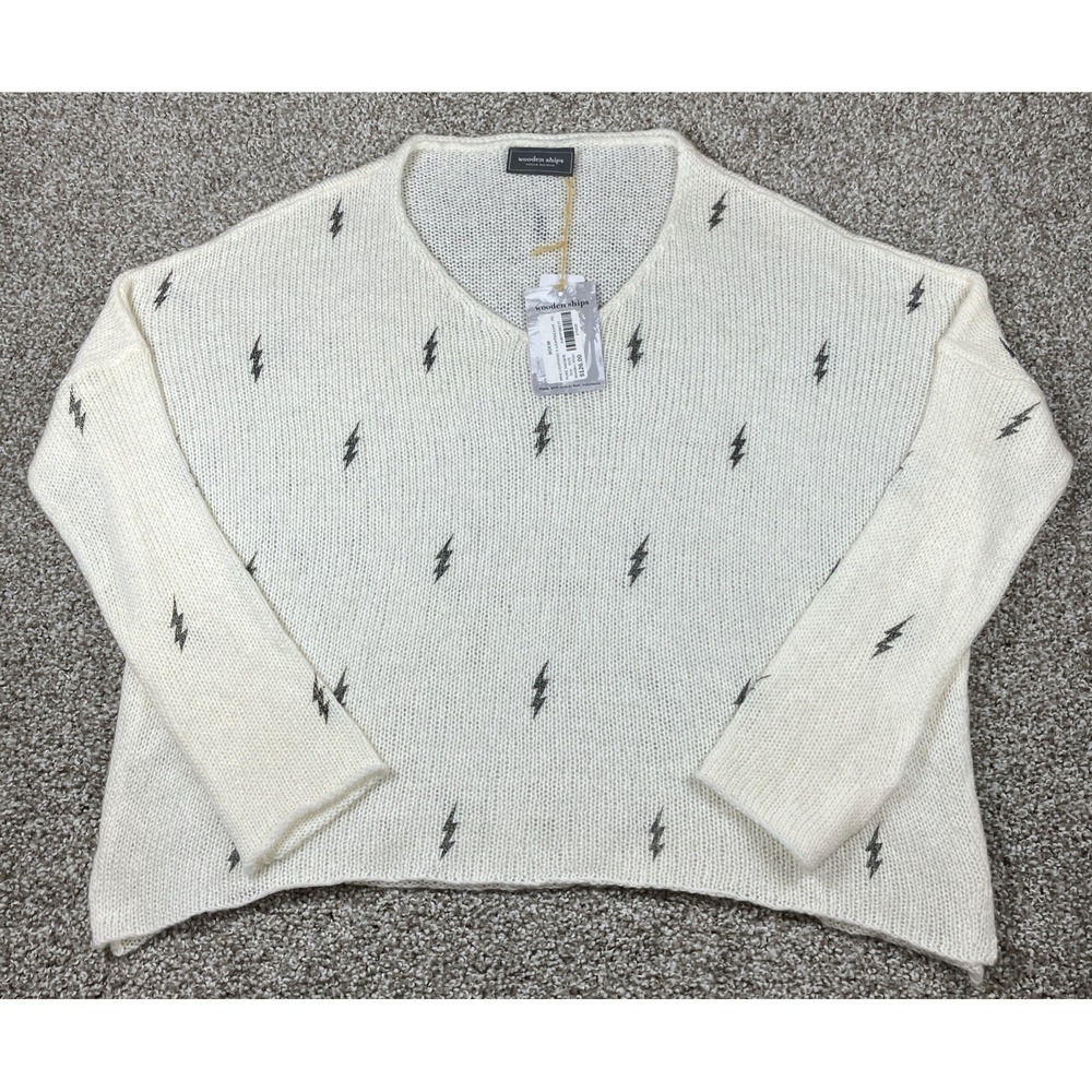 Wooden Ships Mini Lightning Bolts Lightweight‎ Sweater XS / Small NEW